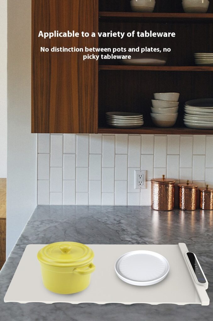 food warming mat – upgraded fast heating silicone electric tray with large touch screen, elevated feet, and roll up design – portable food warmer