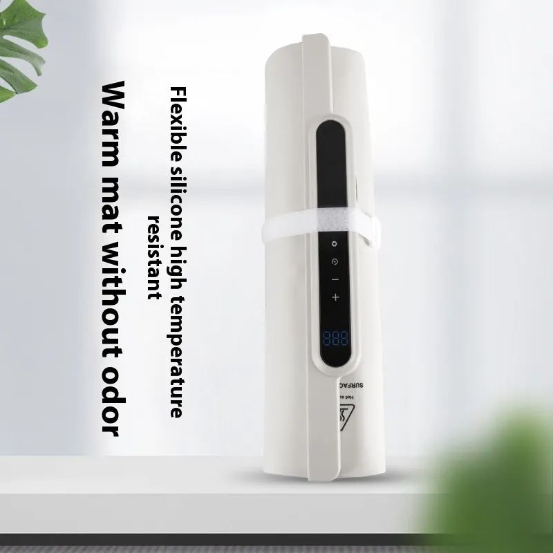 food warming mat – upgraded fast heating silicone electric tray with large touch screen, elevated feet, and roll up design – portable food warmer