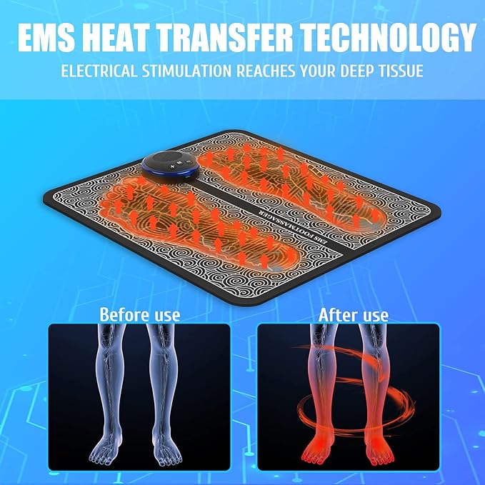 ems electric foot massager pro – deep kneading foot spa & circulation booster | 6 modes, 9 intensities, folding portable design for ultimate leg & foot relief