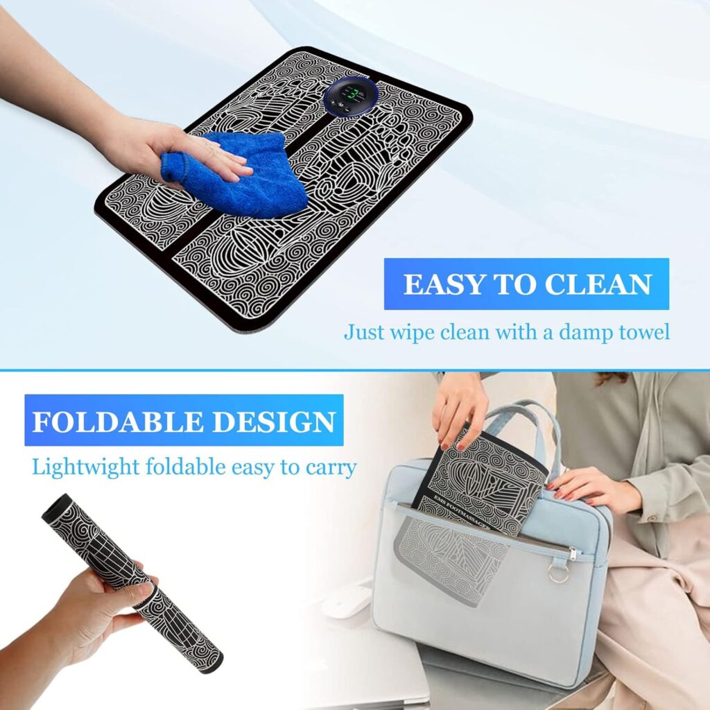 ems electric foot massager pro – deep kneading foot spa & circulation booster | 6 modes, 9 intensities, folding portable design for ultimate leg & foot relief