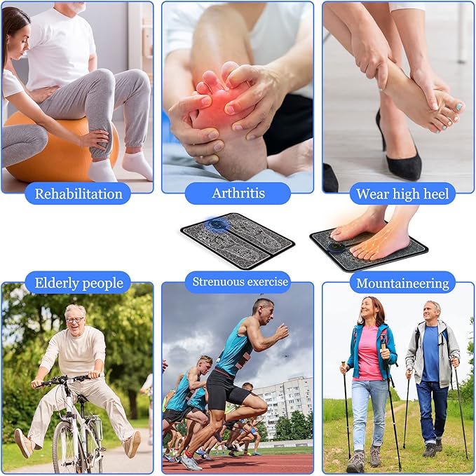 ems electric foot massager pro – deep kneading foot spa & circulation booster | 6 modes, 9 intensities, folding portable design for ultimate leg & foot relief